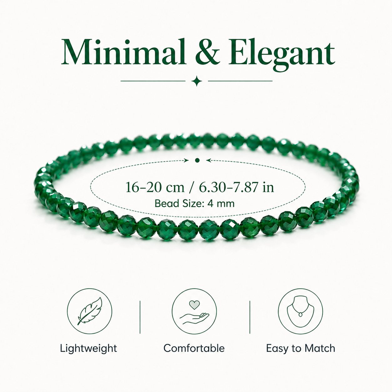 2pc Green Crystal Beaded Bracelets Set, Everyday Fashion